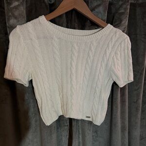 Hollister White Cable Knit Crop Top